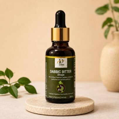 Dabbic Bitter Drops are a herbal liquid formulation featuring Karela (Bitter Gourd) and other herbal ingredients.